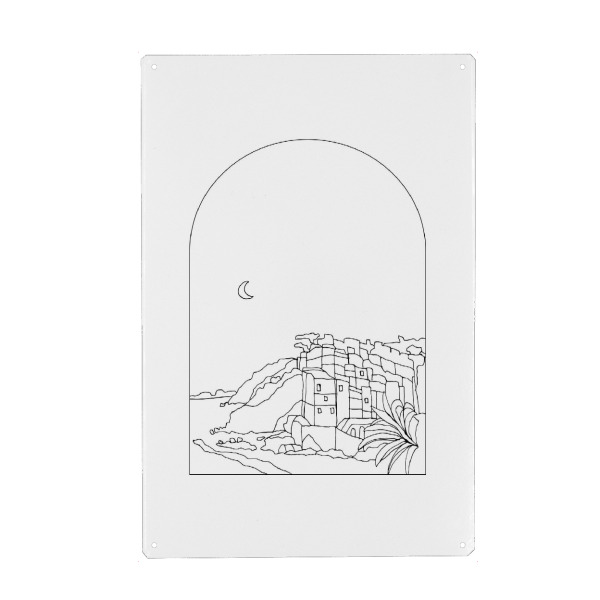 Holzbild "Cinque Terre Line Drawing" artboxONE - Städte,Reise,Reise / Länder