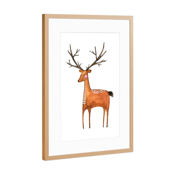 Poster mit Rahmen Kupfer "Bianca Peters - Das Rentier" artboxONE - Für Kinder,Tiere