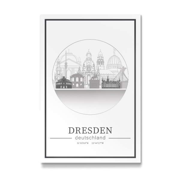 Galerie-Print "Dresden skyline line art circle" 30x20 cm artboxONE