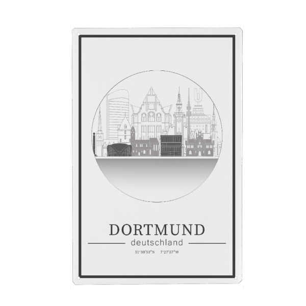 Metall Poster "Dortmund skyline line art circle" artboxONE - Städte,Reise,Architektur,Kartografie
