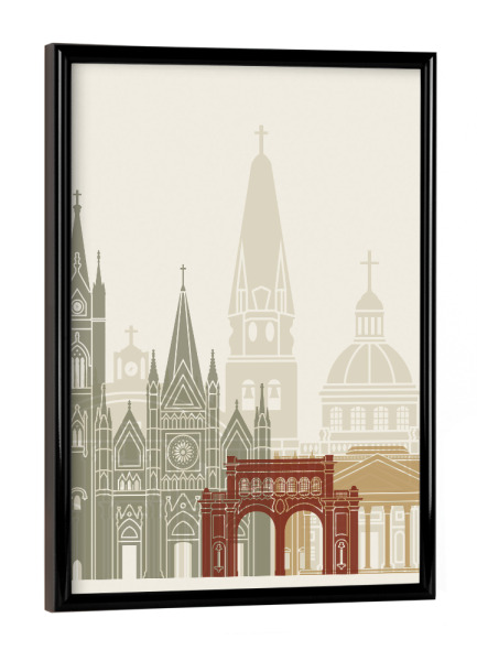 Poster mit schwarzem Rahmen "Guadalajara MX skyline" artboxONE - Städte,Architektur