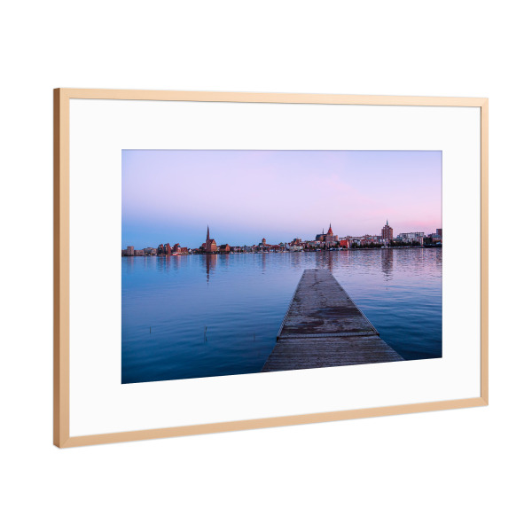 Poster mit Rahmen Kupfer "Warnow mit Steg am Abend" artboxONE - Natur,Reise,Architektur,Städte / Weitere