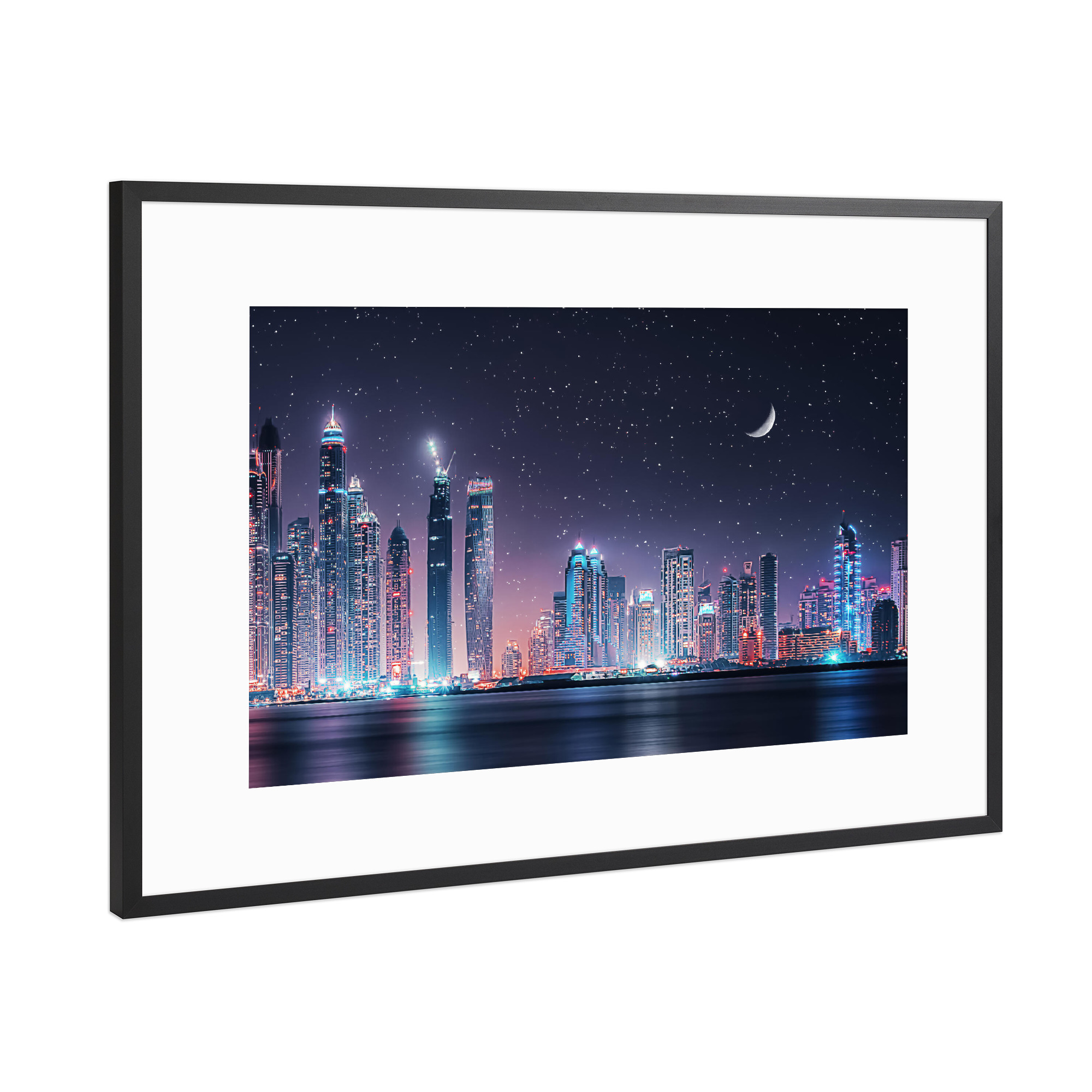 Poster mit Rahmen Schwarz (Metallic) "Night in Dubai" artboxONE - Städte,Reise,Architektur,Reise / Länder,Städte / Dubai