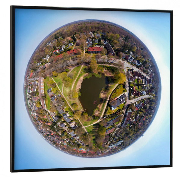 Poster mit schwarzem Rahmen 30x30 cm "Reinbek - Ententeich; high" artboxONE - Städte,Natur,Reise,Architektur,Reise / Länder