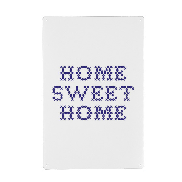 Holzbild "Sweet Home I Sticken Leinenblau" artboxONE - Typografie,Lehrersprüche,Für Mama,Für Papa,Lustig