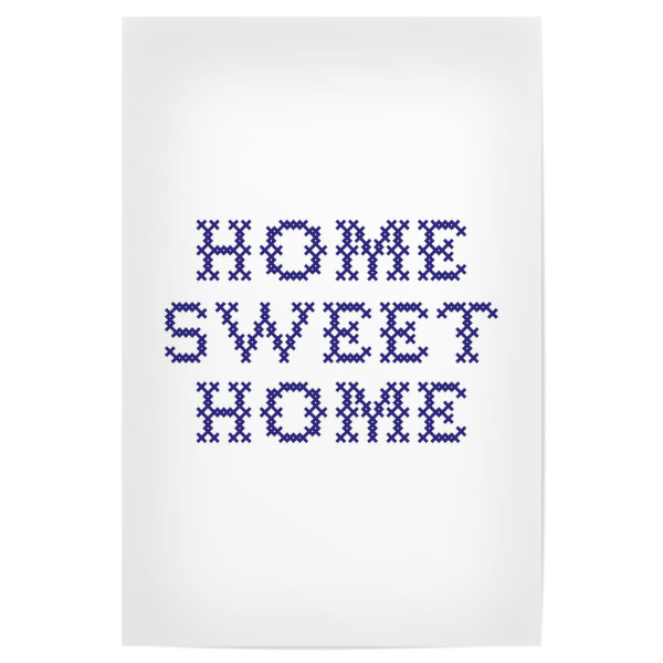 Poster 30x20 cm "Sweet Home I Sticken Leinenblau" artboxONE - Typografie,Lehrersprüche,Für Mama,Für Papa,Lustig