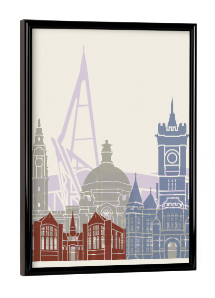 Poster mit schwarzem Rahmen "Cardiff skyline" artboxONE - Städte,Architektur