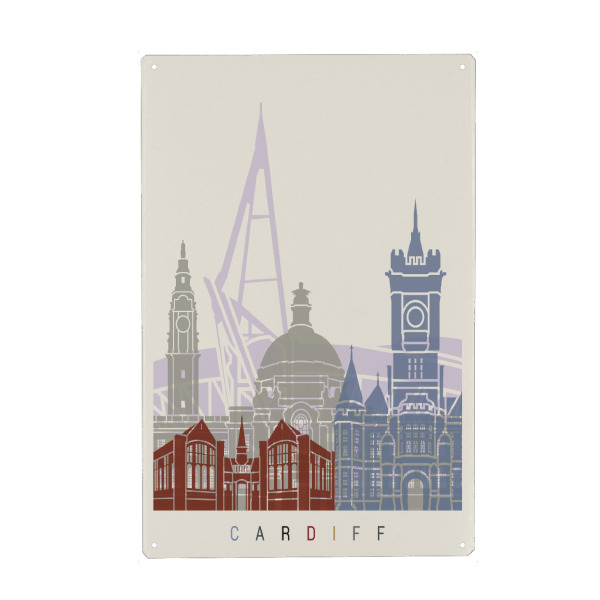 Holzbild "Cardiff skyline" artboxONE - Städte,Architektur