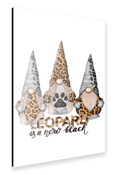 Alu-Dibond "Leopard Gnomes" 30x20 cm artboxONE