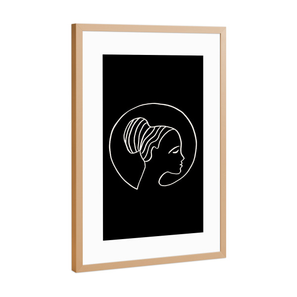 Poster mit Rahmen Kupfer "Moon Girl Face Sketch" artboxONE - Menschen,Fashion,Galaxy