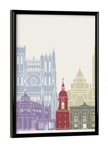 Poster mit schwarzem Rahmen "Amiens skyline" artboxONE - Städte,Architektur