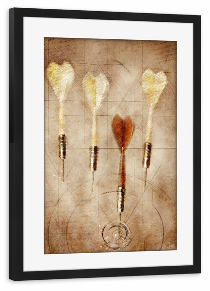 Poster mit Rahmen schwarz "Darts illustration sport art" artboxONE - Sport,Sport / Sommerspiele - Dart,Darts,Arrows,Sport,Art,Pfeile