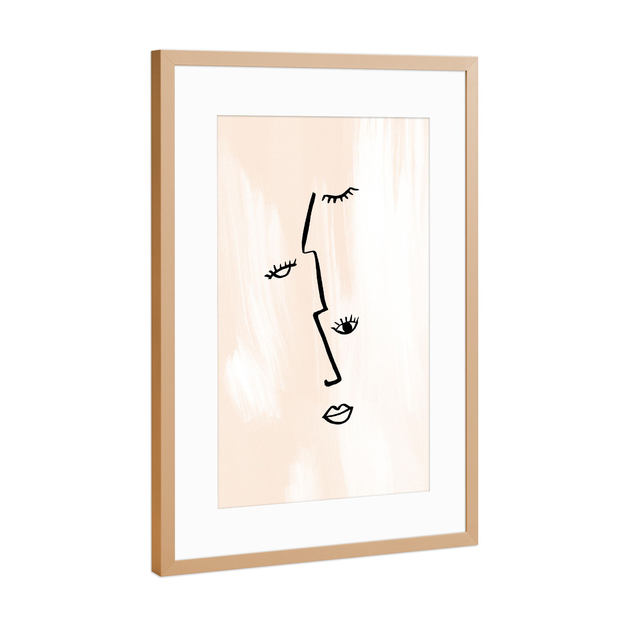 Poster mit Rahmen Kupfer "Minimalistic Abstract Faces" artboxONE - Abstrakt,Menschen,Männer
