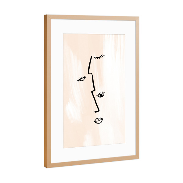 Poster mit Rahmen Kupfer "Minimalistic Abstract Faces" artboxONE - Abstrakt,Menschen,Männer
