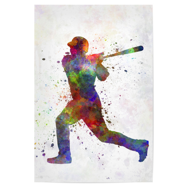 Poster "American baseball player" artboxONE - Sport - America,Sport,Sports,Baseball,Colorful,Stadium,Bat,Player,Pitcher,Watercolor