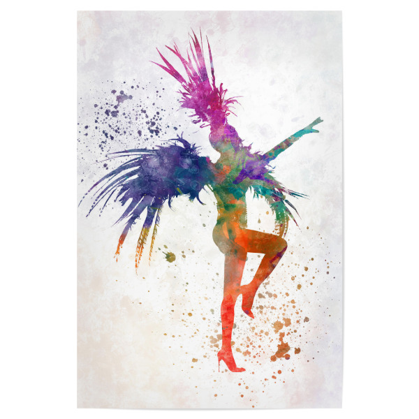 Poster 30x20 cm "Carnival-cabaret dancer" artboxONE - Musik - Dance,Dancer,Music,Woman,Watercolor,Illustration,Drawing,Show,Carnival,Cabaret