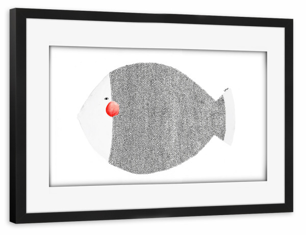 Poster mit Rahmen schwarz "Bianca Peters - Großer Fisch" artboxONE - Tiere,Schwarzweiß