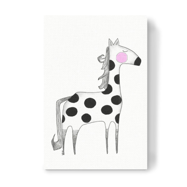 Leinwandbild "Bianca Peters - Gepunktetes Pferd" artboxONE - Für Kinder,Tiere,Schwarzweiß,Lustig