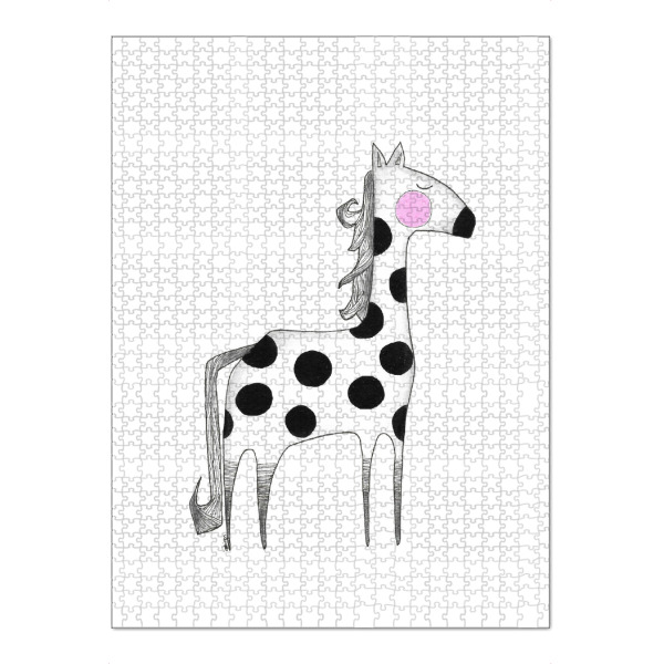 Puzzle Ravensburger "Bianca Peters - Gepunktetes Pferd" artboxONE - Für Kinder,Tiere,Schwarzweiß,Lustig