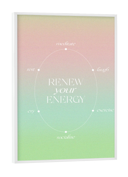 Poster mit weißem Rahmen "Renew Your Energy Infographics" artboxONE - Typografie,Abstrakt,Sport