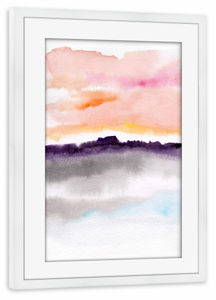 Poster mit Rahmen weiß "Purple mountain" artboxONE - Natur,Abstrakt