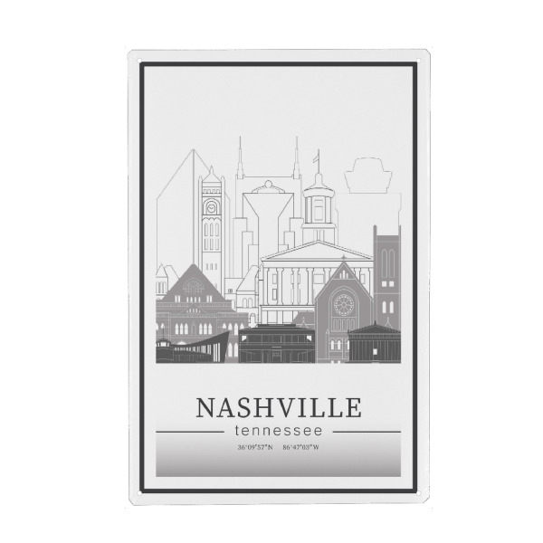 Holzbild "Nashville skyline line art" artboxONE - Städte,Reise,Architektur,Kartografie