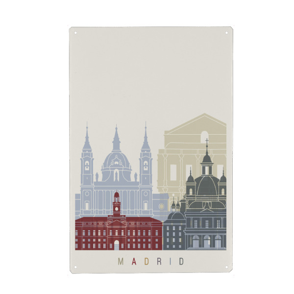 Metall Poster "Madrid V2 skyline" artboxONE - Städte,Architektur