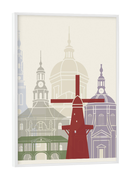 Poster mit weißem Rahmen "Leiden skyline" artboxONE - Städte,Architektur