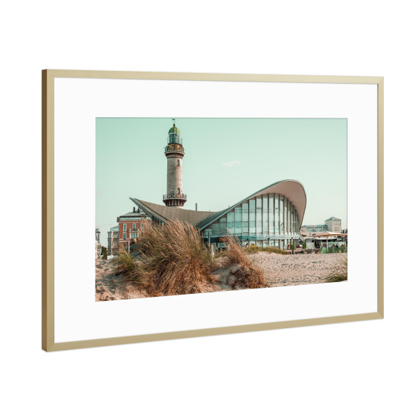 Poster mit Rahmen Gold "Teepott Warnemünde" artboxONE - Natur,Reise,Reise / Strand und Meer