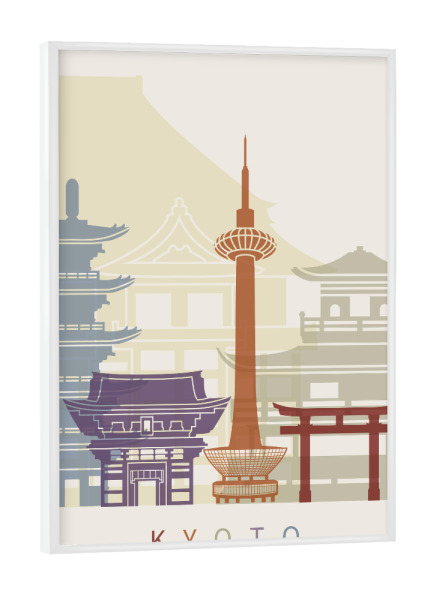Poster mit weißem Rahmen "KYOTO SKYLINE" artboxONE - Städte,Architektur