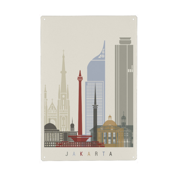 Holzbild "Jakarta skyline" artboxONE - Städte,Architektur
