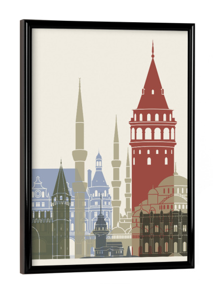 Poster mit schwarzem Rahmen "Istanbul skyline" artboxONE - Städte,Architektur