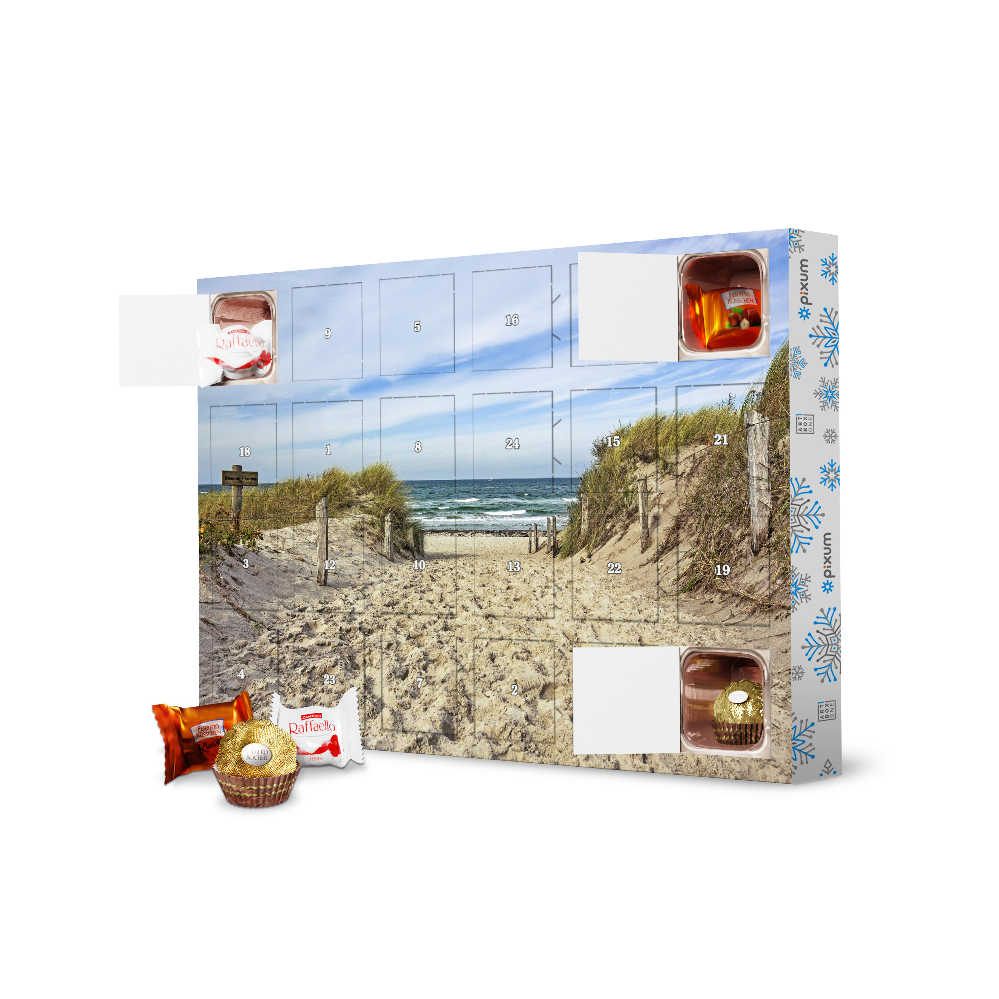 Adventskalender mit Ferrero Pralinen Fischland Darß artboxONE Adventskalender Natur