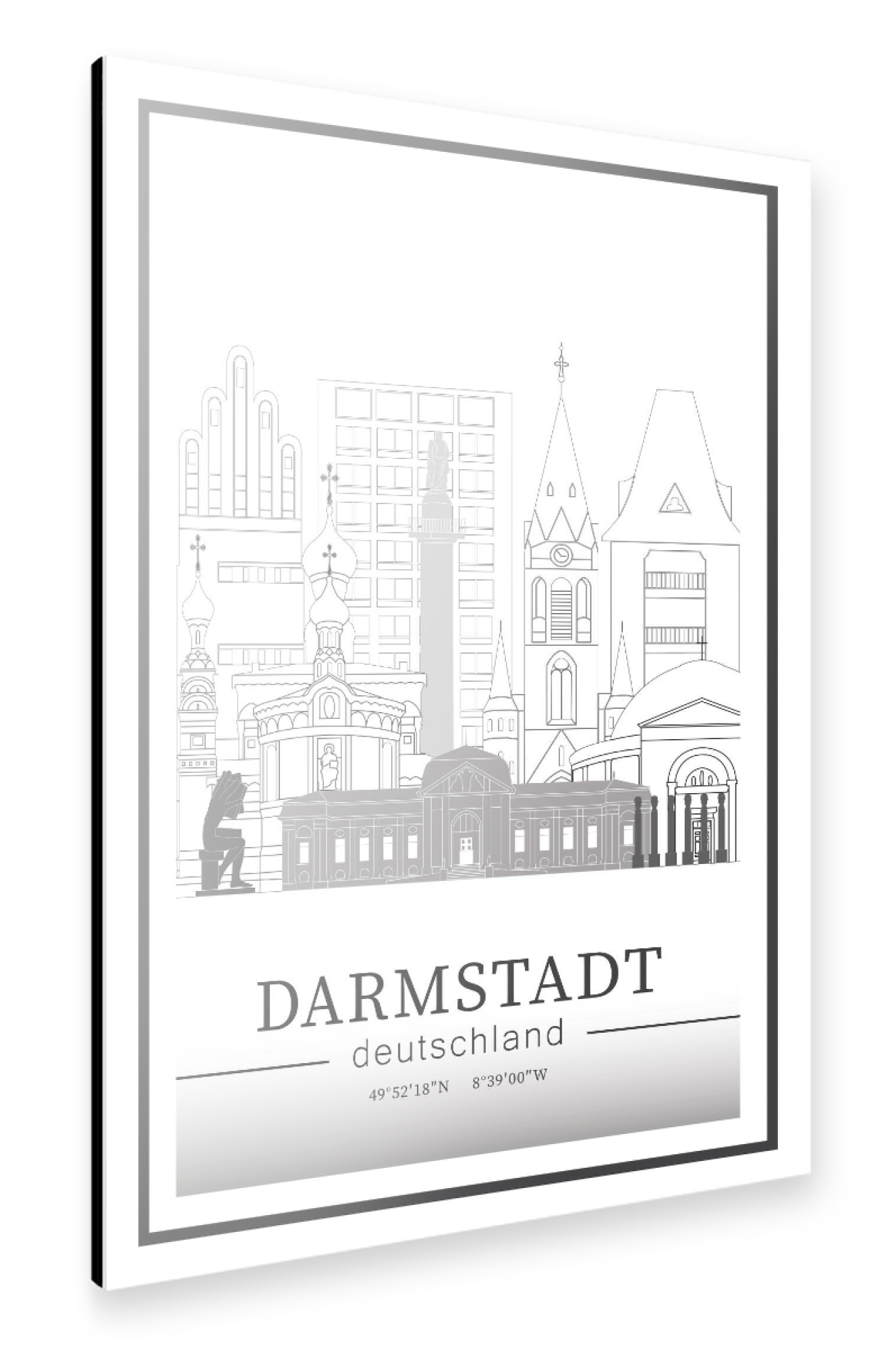 Alu-Dibond "Darmstadt skyline line art" 30x20 cm artboxONE