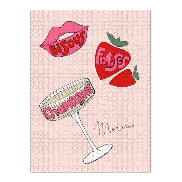Puzzle Ravensburger "Bisous Fraises Champagne Madame" artboxONE - Liebe,Essen & Trinken / Alkohol,Essen & Trinken / Obst & Gemüse