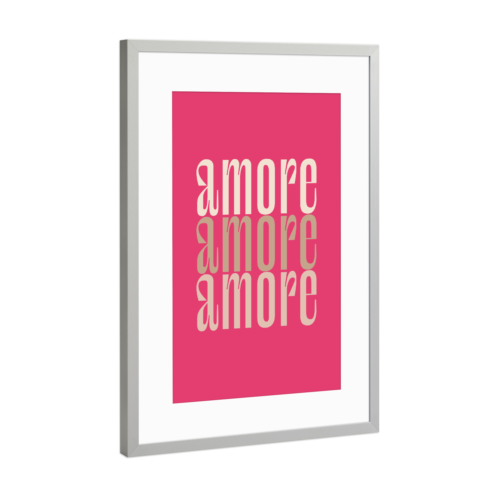 Poster mit Rahmen Silber "Amore Liebe Italienisch" artboxONE - Typografie,Städte / Venedig,Liebe