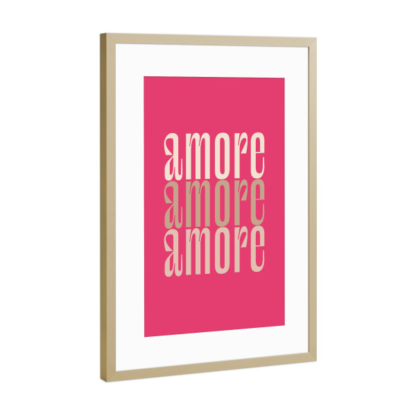 Poster mit Rahmen Gold "Amore Liebe Italienisch" artboxONE - Typografie,Städte / Venedig,Liebe