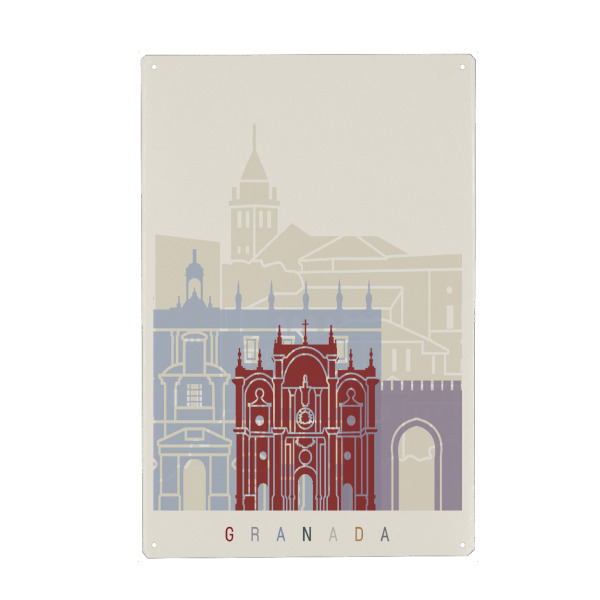 Holzbild "Granada skyline" artboxONE - Städte,Architektur