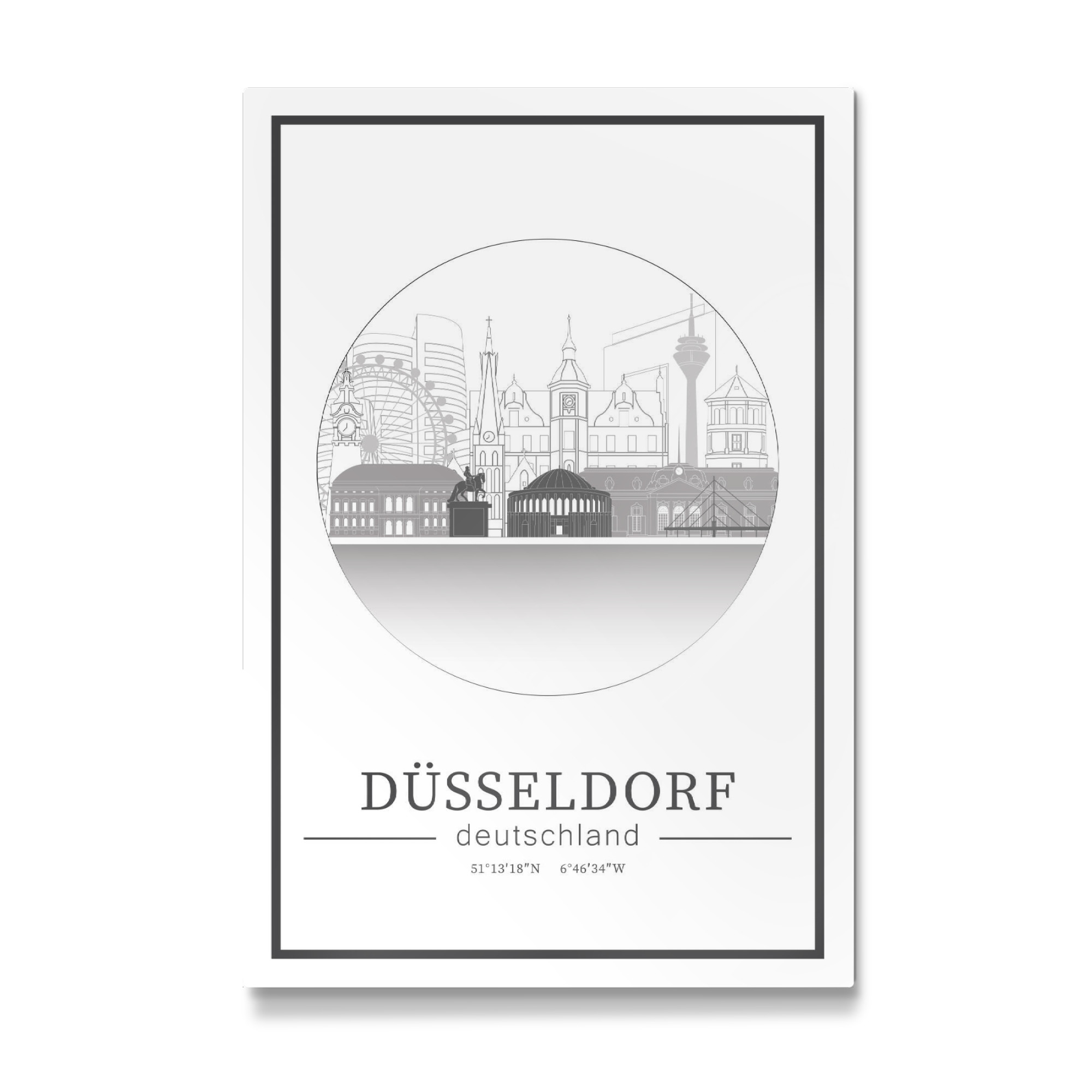 Galerie-Print "Dusseldorf skyline line art circle" 30x20 cm artboxONE