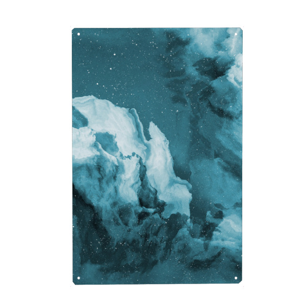Holzbild "Blue Storm" artboxONE - Abstrakt,Galaxy - Wolken,Kristalle,Textur,Blue,Abstract,Abstrakt