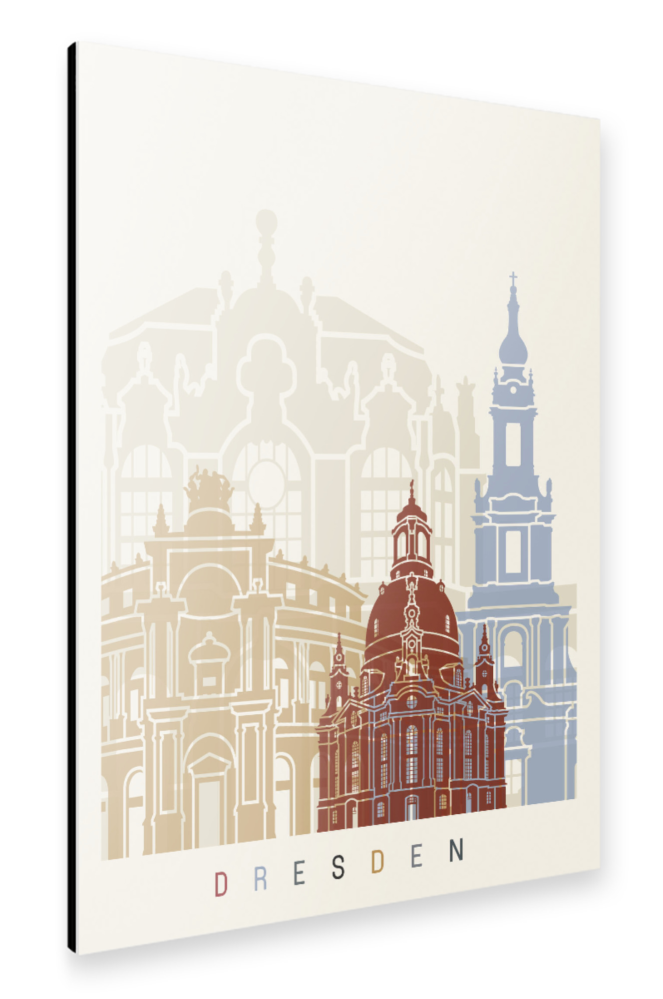 Alu-Dibond "Dresden skyline bunt" 75x50 cm artboxONE
