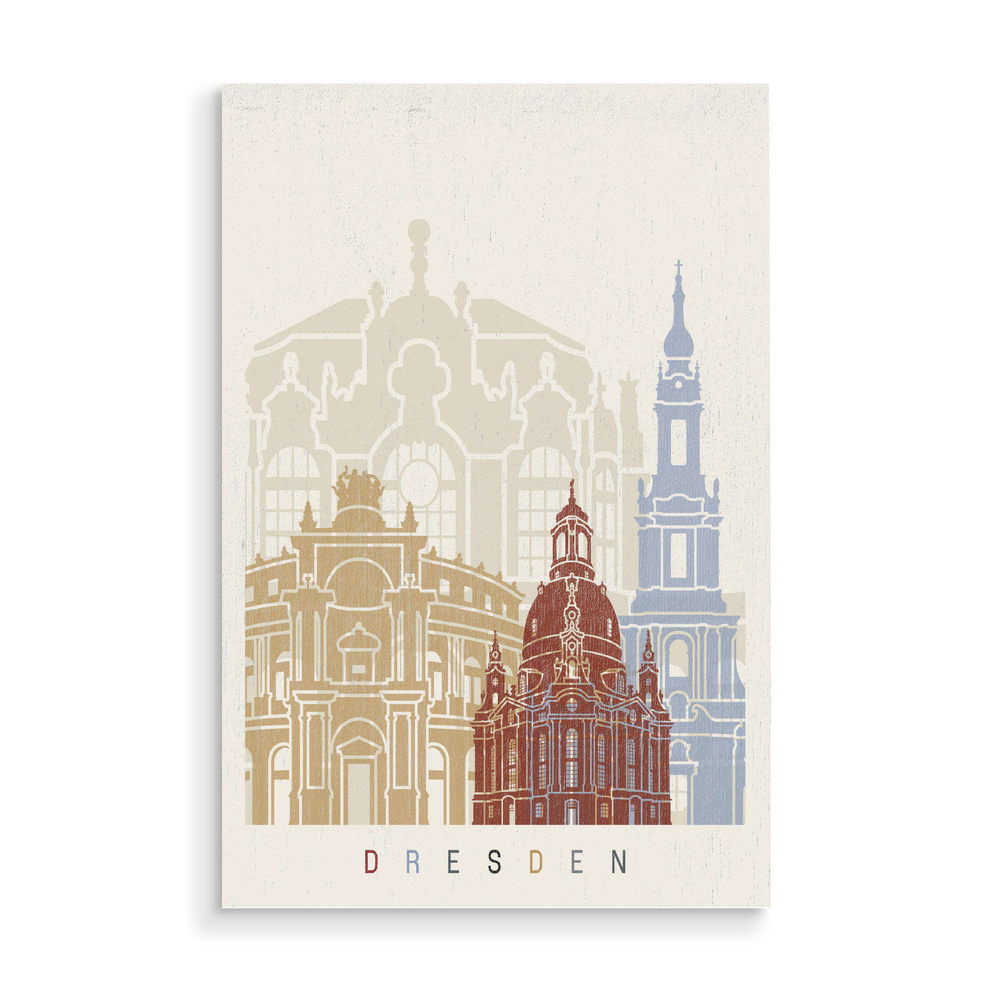 Holzbild "Dresden skyline bunt" artboxONE - Städte,Architektur