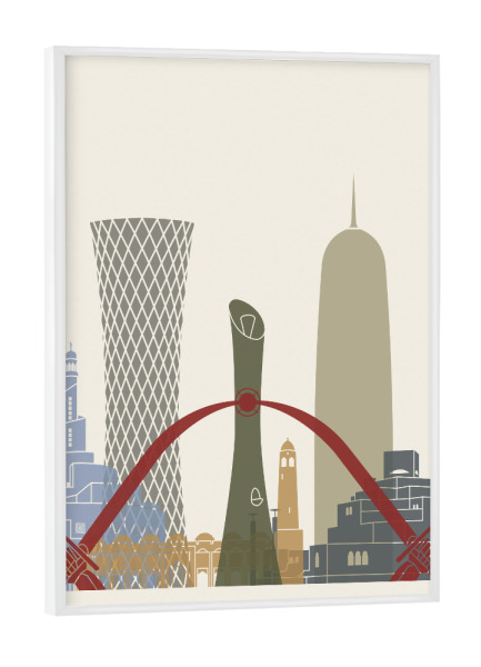 Poster mit weißem Rahmen "Doha skyline" artboxONE - Städte,Architektur