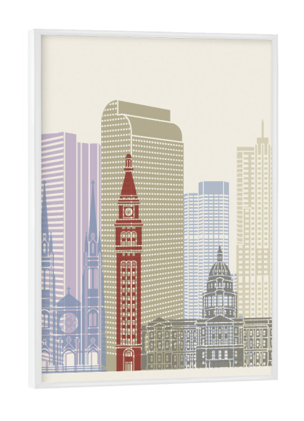 Poster mit weißem Rahmen "Denver skyline" artboxONE - Städte,Architektur
