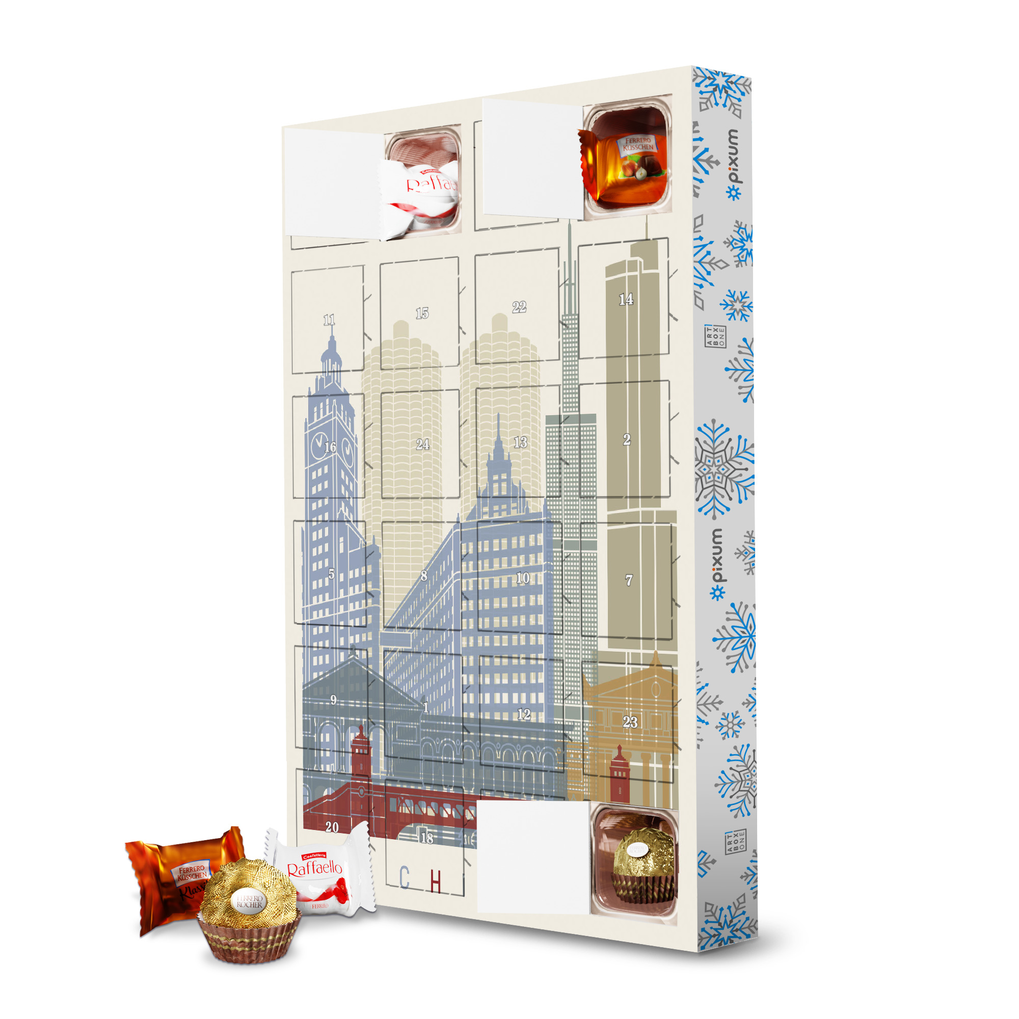 Adventskalender mit Ferrero Pralinen Chicago skyline-b artboxONE Adventskalender Städte