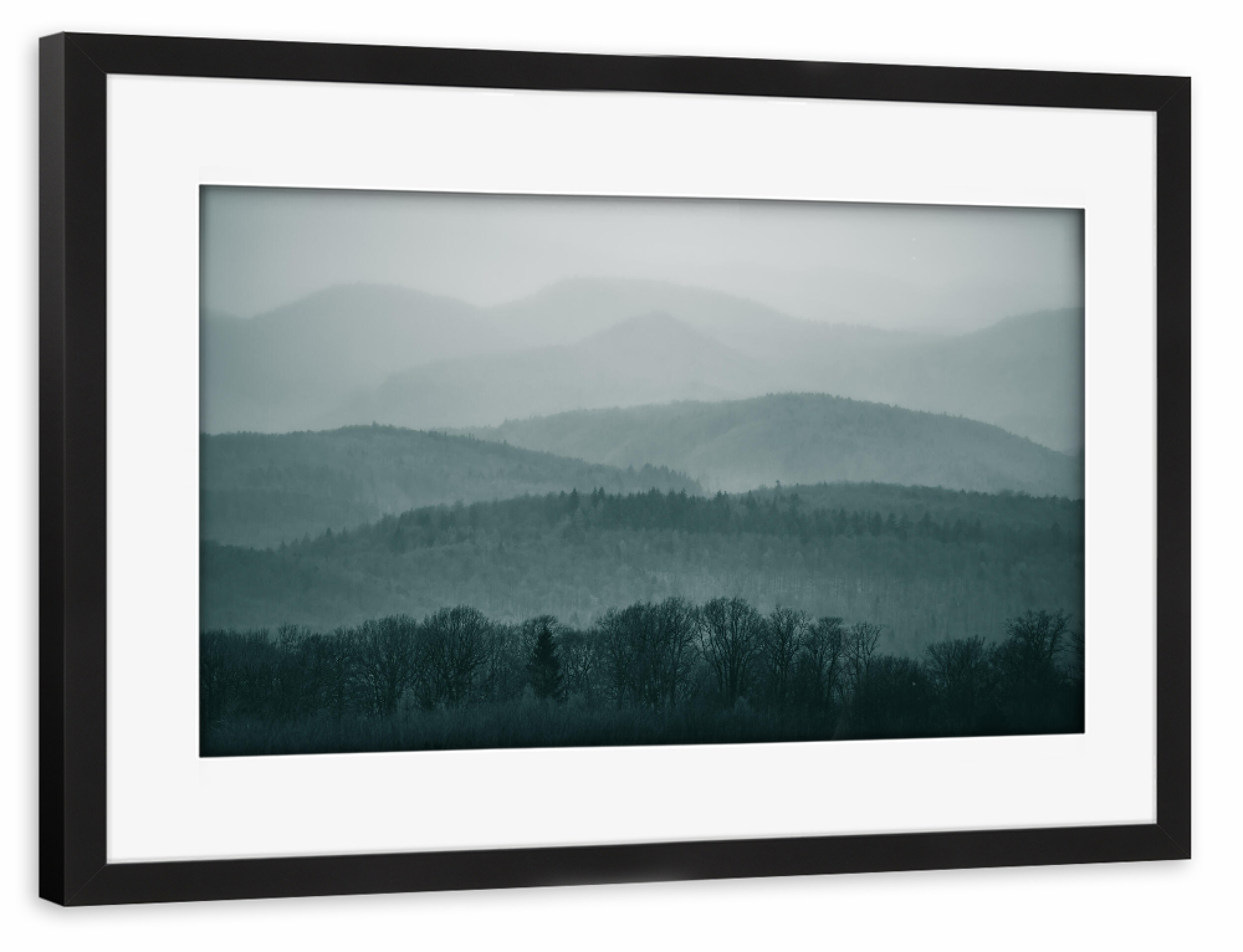 Poster mit Rahmen schwarz "Waldweite" artboxONE - Natur