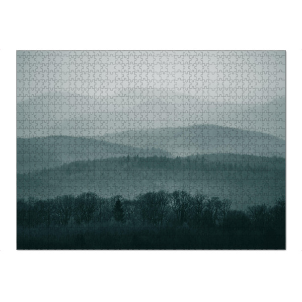 Puzzle Ravensburger "Waldweite" artboxONE - Natur - Pfälzerwald,Rheinland-pfalz,Dunst,Hügel,Düster,Natur,Nature,Forest,Wald,Bäume,Trees,Fog,Nebel