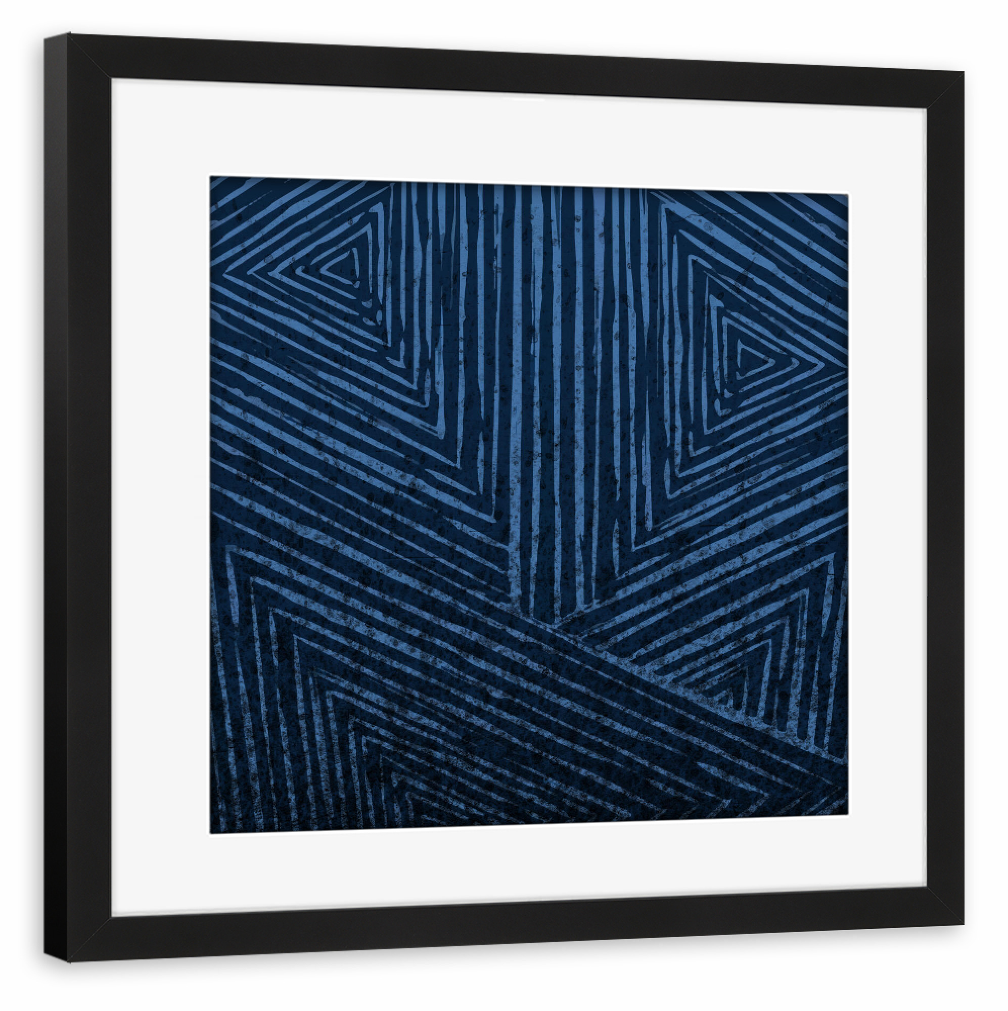Poster mit Rahmen schwarz "Black and Blue B" artboxONE - Abstrakt,Geometrie - Abstract,Lines,Shapes,Triangles,Texture,Abstrakt,Blau,Blue