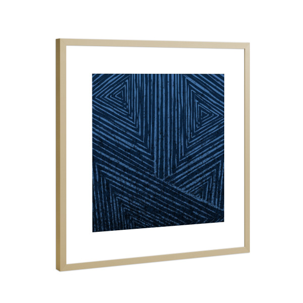 Poster mit Rahmen Gold "Black and Blue B" artboxONE - Abstrakt,Geometrie - Abstract,Lines,Shapes,Triangles,Texture,Abstrakt,Blau,Blue