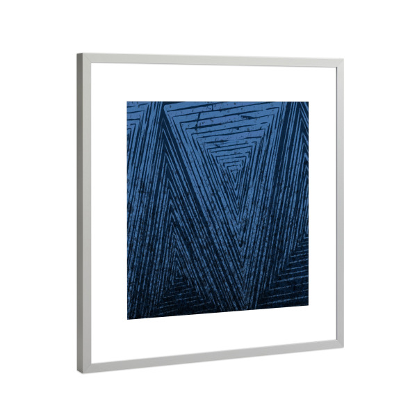 Poster mit Rahmen Silber "Black and Blue A" artboxONE - Abstrakt,Geometrie - Abstract,Minimalist,Lines,Triangles,Modern